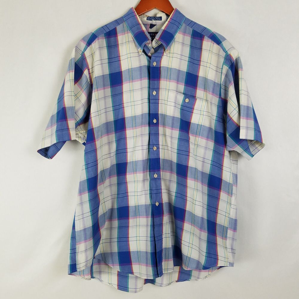 Mark Alexander Shirt Mens XL Multicolor Short‎ Sleeve Button Up Single Needle